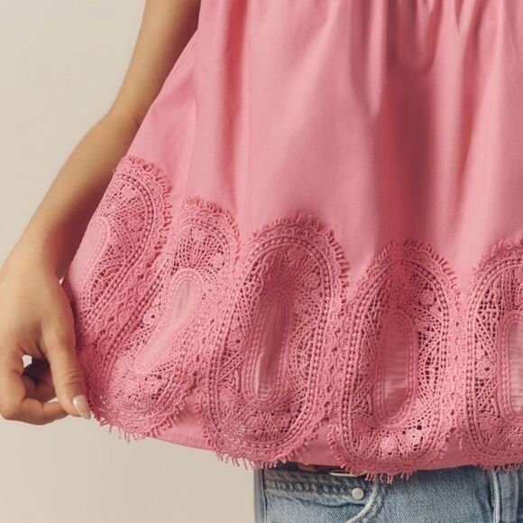 NWT Anthropologie Top The Iris Poplin Sleeveless Blouse by En Elly Pink Size XL - Picture 4 of 6